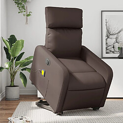 Maison Chic Fauteuil Relax pour salon, Fauteuil inclinable de massage électrique marron similicuir -GKD25398