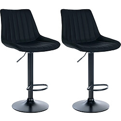 Non Lot de 2 tabourets de bar Toni simili cuir noir