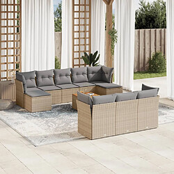 Maison Chic Salon de jardin 11 pcs avec coussins | Ensemble de Table et chaises | Mobilier d'Extérieur beige résine tressée -GKD42928