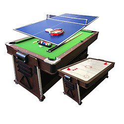 Simba BILLARD AMERICAIN 7FT VERT + HOCKEY DE TABLE + TABLE DE TENNIS + PLAN COVERTOUR