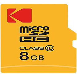 KODAK Carte mémoire Micro SDHC 8 Go avec adaptateur - Solution de stockage haute vitesse - Noir