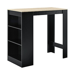 Helloshop26 Table de bar avec rangement bistro haut avec 3 étagères 110 cm noir et chêne 03_0006191