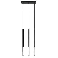 Luminaire Center Suspension Mozaica Acier Noir,chrom 3 ampoules 90cm