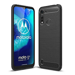 Coque en TPU fibre de carbone brossée noir pour votre Motorola Moto G8 Power Lite