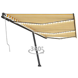 Maison Chic Auvent automatique | Store banne extérieur | Marquise capteur de vent/LED 600x300cm Jaune et blanc -MN74870