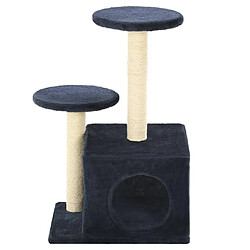 Avis Helloshop26 Arbre à chat griffoir grattoir niche jouet animaux peluché en sisal 60cm bleu foncé 3702127