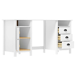 Avis Helloshop26 Bureau table poste de travail meuble d'ordinateur informatique étude Hill 150 x 50 x 74 cm bois de pin solide blanc 02_0023861