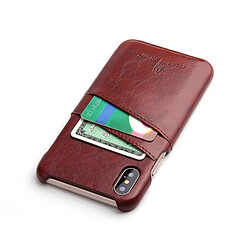 Acheter Wewoo Etui en cuir Fierre Shann Retro Oil en cire PU pour iPhone X / XS, avec emplacements pour cartes (brun)