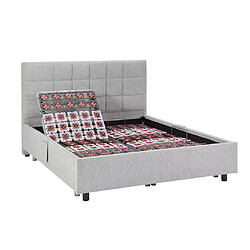 Acheter Vente-Unique Lit électrique de relaxation déco tout plots + matelas ressorts ensachés et mémoire de forme - 2 x 80 x 200 cm - Tissu - Gris - MANAM de DREAMEA