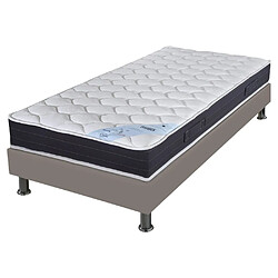 Ebac Matelas et sommier 90x190 Ressorts - Rubis - Soutien très ferme - Simili taupe