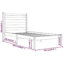 vidaXL Cadre de lit sans matelas bois massif 90x200 cm pas cher