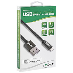 Câble USB InLine® Lightning pour iPad iPhone iPod noir 1m