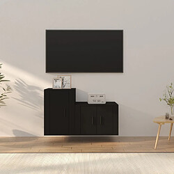 Maison Chic Ensemble de meubles TV 2 pcs pour salon - noir bois d'ingénierie -MN44629