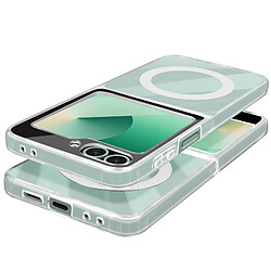 Avizar Coque MagSafe pour Samsung Z Flip 6 Rigide Contour Souple Renforcé Transparent