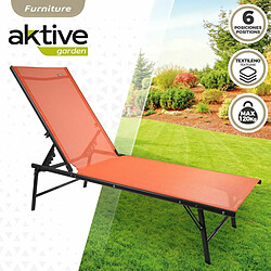 Chaise longue inclinable Aktive Orange 180 x 35 x 49 cm (2 Unités)