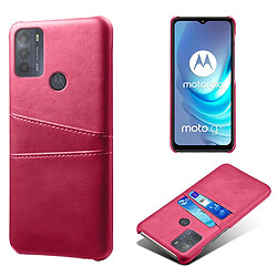 Coque en TPU + PU avec double porte-cartes rose pour votre Motorola Moto G50