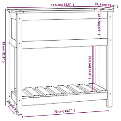 vidaXL Jardinière avec étagère Gris 82,5x34,5x81 cm Bois massif de pin pas cher