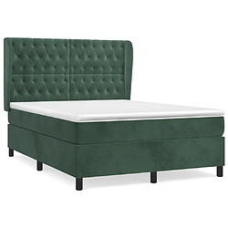 vidaXL Sommier à lattes de lit et matelas Vert foncé 140x190cm Velours