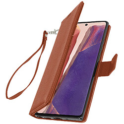 Avizar Housse Samsung Galaxy Note 20 Porte-carte Fonction Support Vidéo Dragonne Marron