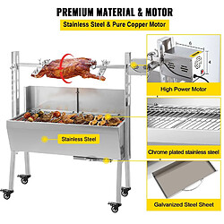 Grill Rotatif Barbecue Charbon électrique Bbq Rôtissoire Acier Inox - 60 Kg, 25 W, Pour un usage commercial & domestique, Réglable en Hauteur pas cher