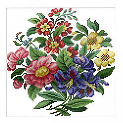 Kit de Point de Croix Imprimé Fleurs pour Débutants Home Art Decor 28 x 28cm 14CT