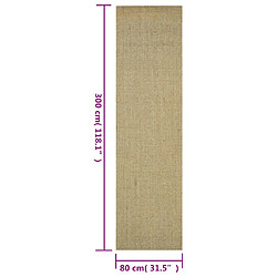 vidaXL Tapis Sisal naturel 80x300 cm Vert pas cher