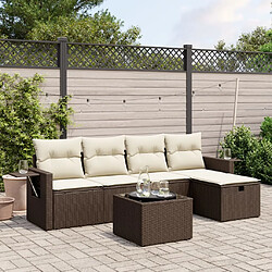 vidaXL Salon de jardin 6 pcs - Marron Résine tressée