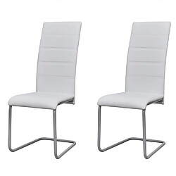 vidaXL Chaises à manger cantilever lot de 2 blanc similicuir