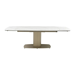 Avis Table à manger extensible 6 à 10 personnes en céramique et métal - Effet marbre blanc et taupe - CARIOULA de Pascal MORABITO