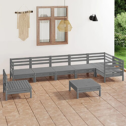 Maison Chic Salon de jardin 8 pcs - Table et chaises d'extérieur - Mobilier/Meubles de jardin Moderne Bois de pin massif Gris -MN57376