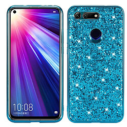 Wewoo Coque TPU Antichoc Poudre Glitter pour Huawei Honor View 20 Bleu