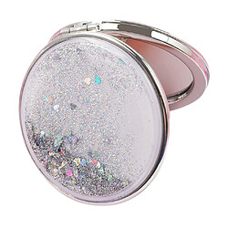 miroir de maquillage double-face de voyage compact miroir grossissant portable argent-rond