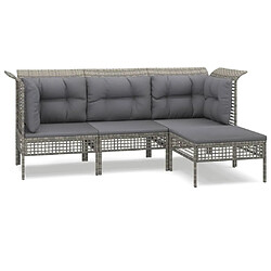 Maison Chic Salon de jardin 4 pcs + coussins - Mobilier/Meubles de jardin - Table et chaises d'extérieur Gris Résine tressée -MN32454