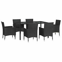 Avis Salle à dîner de jardin 7 pcs,Table et chaise à manger Noir Résine tressée -MN78936