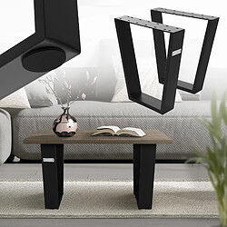 ML DESIGN MODERN LIVING Set de 2 pieds de table acier noir mat patins de table style industriel 40x43 cm