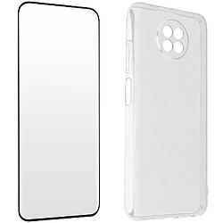 Avizar Coque Xiaomi Redmi Note 9T 5G Souple et Film Verre Trempé Dureté 9H Noir