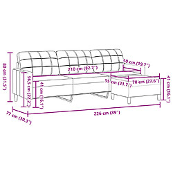 vidaXL Canapé à 3 places avec repose-pieds Taupe 210 cm Tissu pas cher