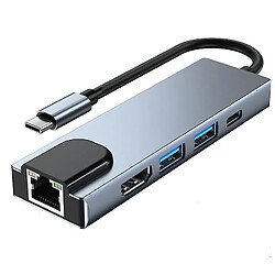 Universal 5in1 MultiPort Type-C Docking Station USB-C à 4K HDMI RJ45 PD