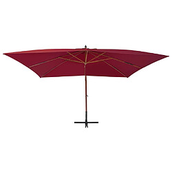 Helloshop26 Parasol meuble de jardin en porte-à-faux avec mât en bois 400 x 300 cm bordeaux 02_0008621