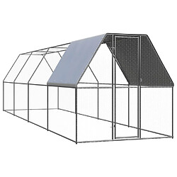 vidaXL Poulailler d'extérieur 2x8x2 m Acier galvanisé