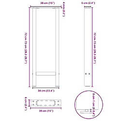 vidaXL Pieds de table basse anthracite 2 pcs 38x(72-73) cm acier pas cher