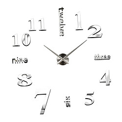 DIY Horloge Murale, silencieux 3D Miroir Surface Autocollants Quartz Grande Horloge Murale Sans Cadre Montre Home Office École Suspendus Analogique