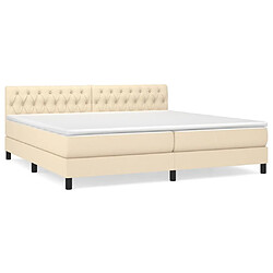 vidaXL Sommier à lattes de lit avec matelas Crème 200x200 cm Tissu