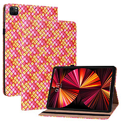 Etui en PU texture tissée avec support et porte-cartes rose pour votre iPad Air (2020)/Pro 11-pouces (2020)/(2021)