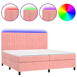 vidaXL Sommier à lattes de lit matelas et LED Rose 200x200 cm Velours