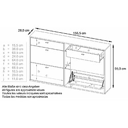 Mpc Meuble à Chaussures Blanc Et Noir Mat (lxhxp) : 155,5 X 95 X 28 + LED Blanc pas cher