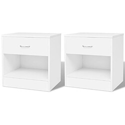 Helloshop26 Table de nuit chevet commode armoire meuble chambre 2 pcs avec tiroir blanc 1402141