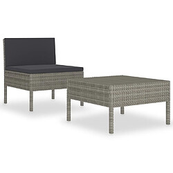 Maison Chic Salon de jardin 2 pcs avec coussins - Table et chaises d'extérieur - Mobilier/Meubles de jardin Moderne Résine tressée Gris -MN61390