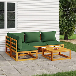 Maison Chic Salon de jardin 5 pcs + coussins - Mobilier/Meubles de jardin - Table et chaises d'extérieur vert bois massif -MN51381