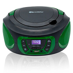 Radio CD Portable Numerique FM PLL, Lecteur CD, CD-R, CD-RW, MP3, USB, Stereo, , Vert, Roadstar, CDR-365U/GR